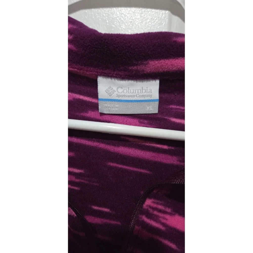Columbia Fuchsia & Pink Print Fleece 1/4 Zip Pullover Jacket Youth XL